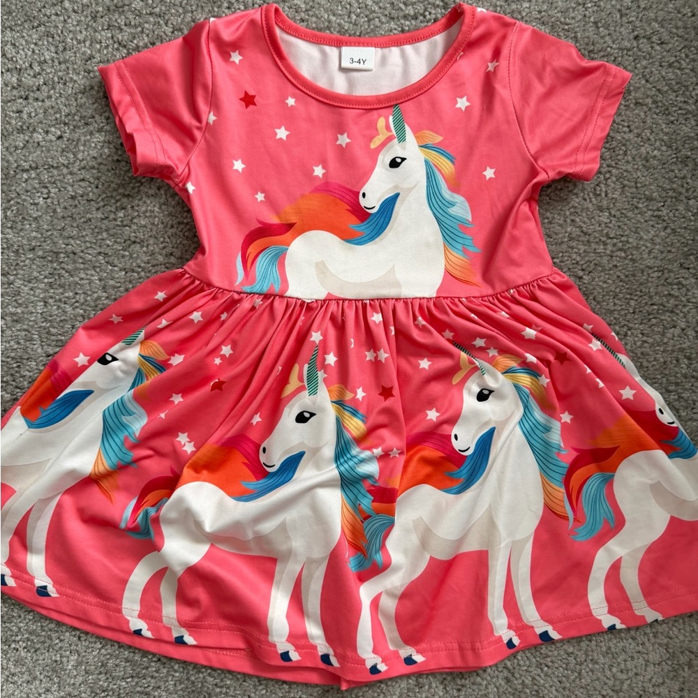 Girls Pink Unicorn Dress